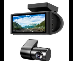 Dashcam AMPIRE de 2 canales con monitor de 3,16", 4K frontal, 1080P trasero, Wi-Fi, incluye microSD de 64 GB